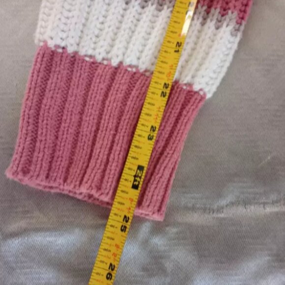 American Eagle Sweater Womens Medium Pink White Striped Pullover Cropped Knit - Picture 6 of 6